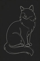 Turkish Angora cat outline on black background.