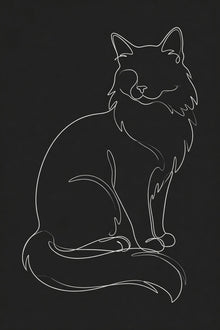 Turkish Angora cat outline on black background.