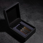 Ragdoll Vixen Snowshoe sample perfume bottles VYXN 2 ml in a black jewlery box with a white background