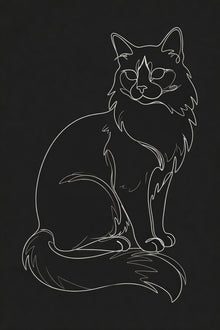 Snowshoe cat outline on black background. 
