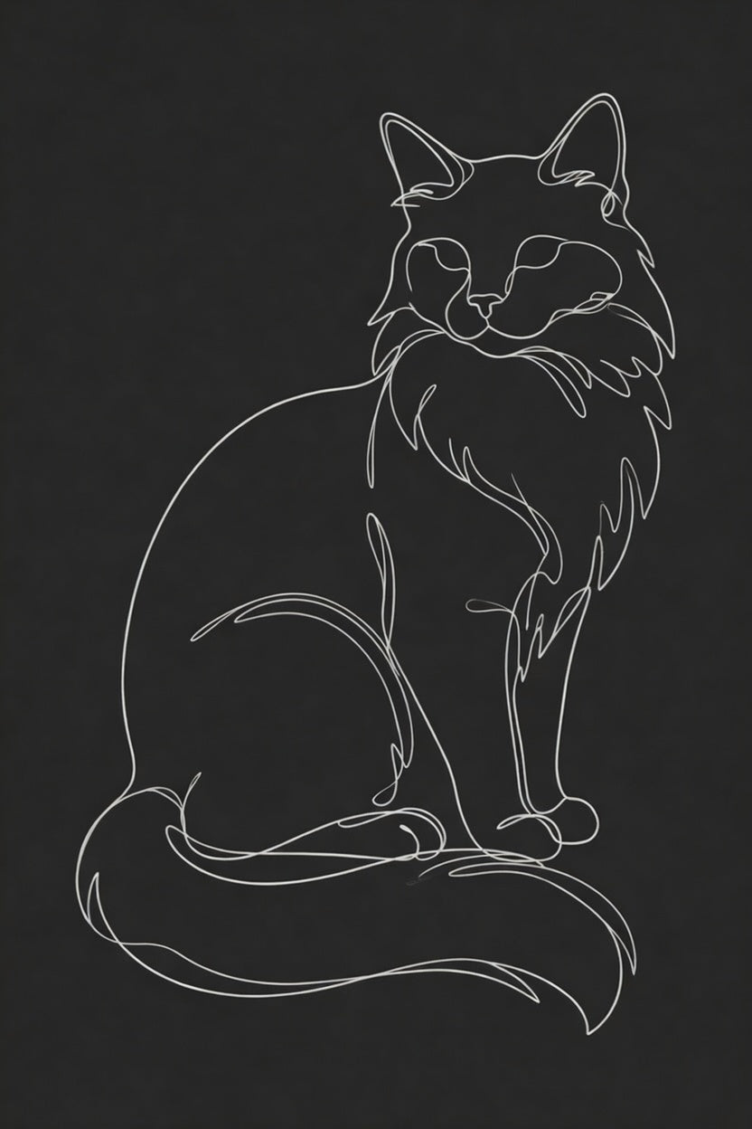 Ragdoll cat outline on dark background